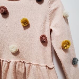 Zara kids knit dress with pompoms